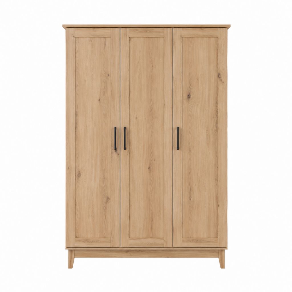 3-türiger Kleiderschrank Eichefarben aus Spanplatte 120 x 55 x 200 cm