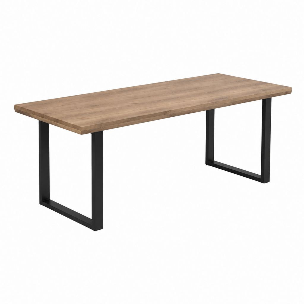 Esstisch Braun Schwarz Holzwerkstoff Stahl rechteckig 180 x 90 x 75 cm