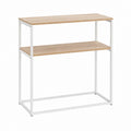 Konsolentisch mit Ablage Eichenoptik Weiß Stahl und MDF 80 x 30 x 90 cm
