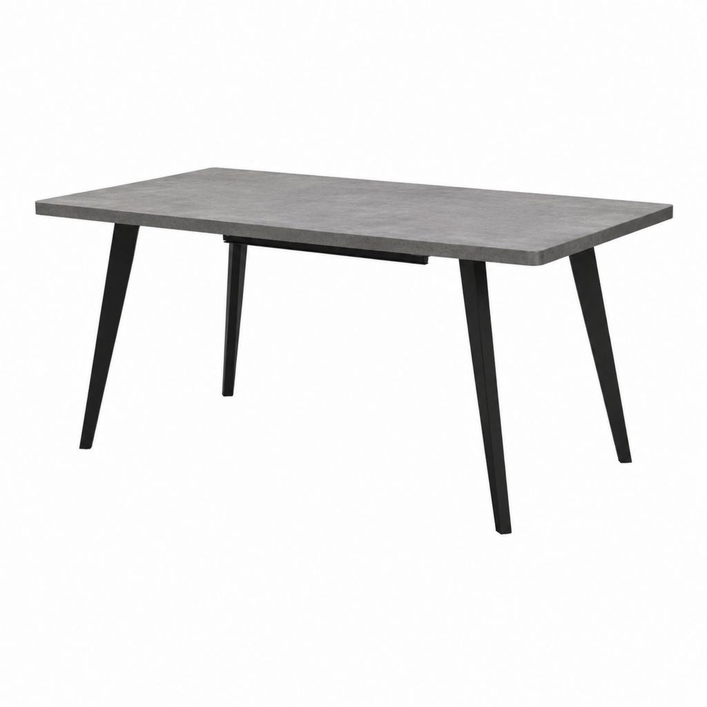 Esstisch Grau MDF rechteckig mit schwarzen Stahlbeinen 140 x 80 x 75 cm