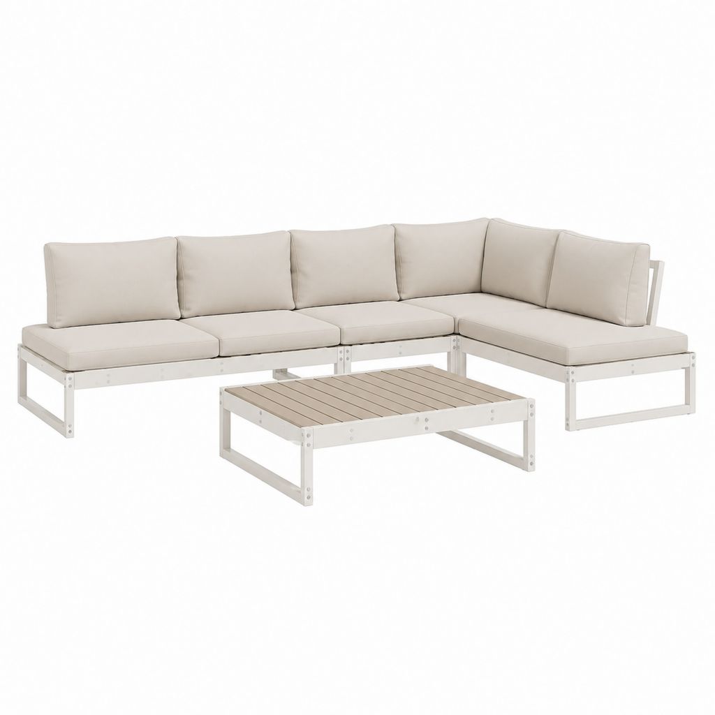Gartenlounge Set mit Ecksofa und Couchtisch Beige Aluminium 230 x 230 x 70 cm