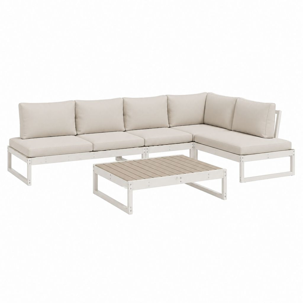 Gartenlounge Set mit Ecksofa und Couchtisch Beige Aluminium 230 x 230 x 70 cm
