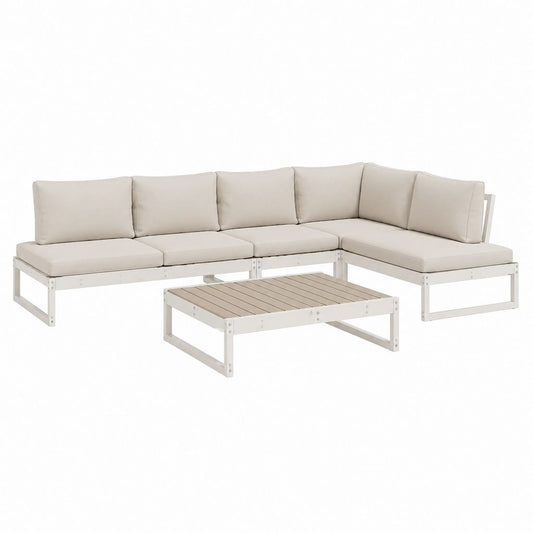 Gartenlounge Set mit Ecksofa und Couchtisch Beige Aluminium 230 x 230 x 70 cm