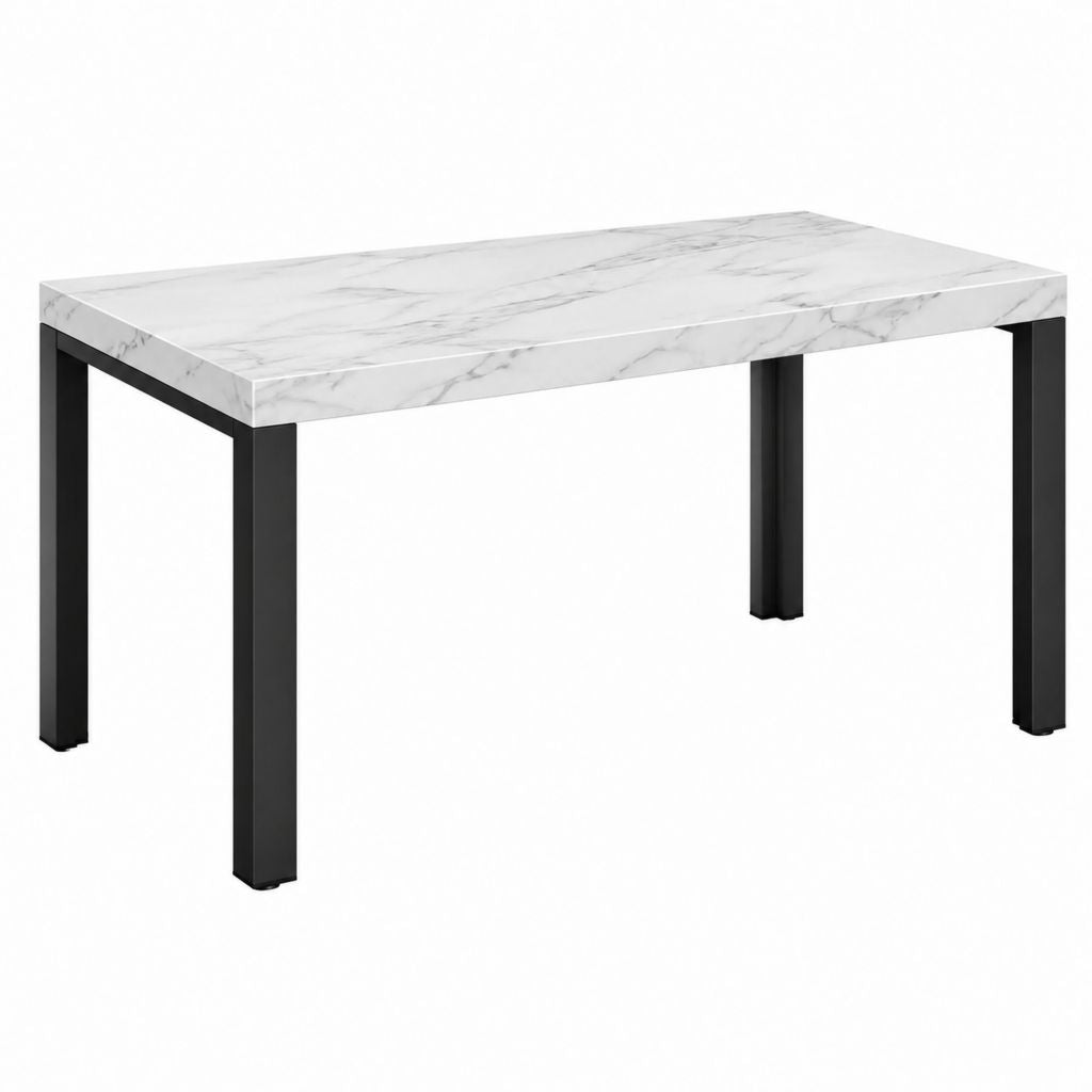 Esstisch Weiß Schwarz Spanplatte Stahl rechteckig 120 x 60 x 75 cm
