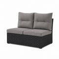 2-Sitzer Gartensofa Schwarz Grau aus PE-Rattan mit Polyesterkissen 120 x 70 x 75 cm