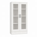 Bücherschrank Vitrine Weiß Spanplatte Glas rechteckig 80 x 40 x 180 cm
