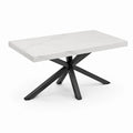 Esstisch Weiß Keramik Marmoroptik Rechteckig Stahlgestell Schwarz 180 x 90 x 75 cm