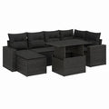 9-teiliges Gartenmöbel-Set Schwarz aus PE-Rattan mit Esstisch und Sitzhockern 109 x 109 x 72.5 cm