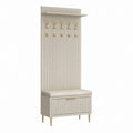 Garderobenpaneel mit Sitzbank und Schuhschrank Beige MDF 80 x 40 x 200 cm