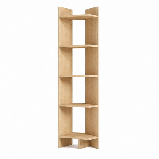Eckregal Bücherregal Eiche hell Spanplatte Viertelkreis 30 x 30 x 180 cm 5 Ebenen