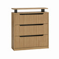 Schuhschrank mit 3 Klappen Eichefarben MDF Rechteckig 80 x 30 x 110 cm