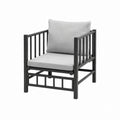 Garten-Loungesessel Schwarz Stahl mit grauen Polyesterkissen 70 x 75 x 80 cm