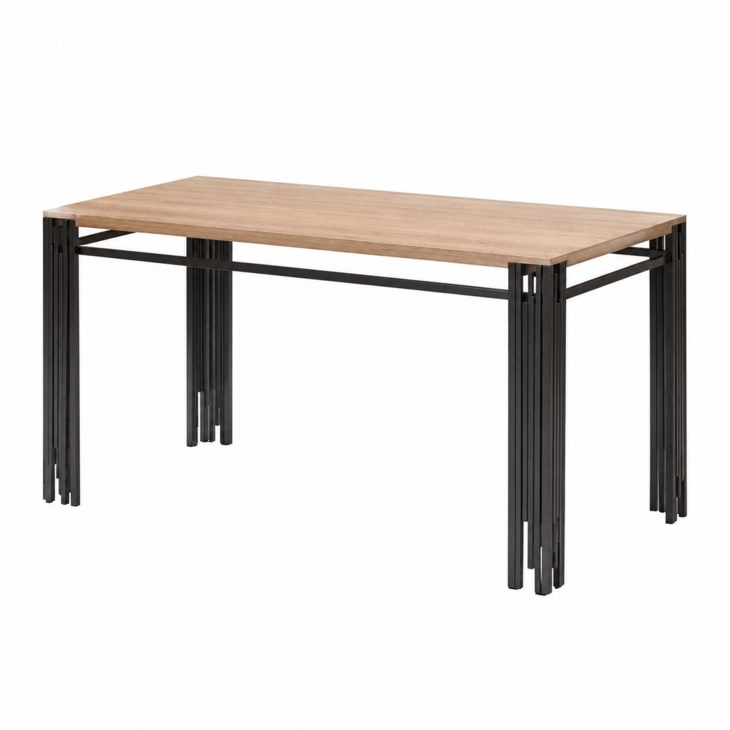 Esstisch Eiche hell und Schwarz Spanplatte Stahl rechteckig 160 x 80 x 75 cm