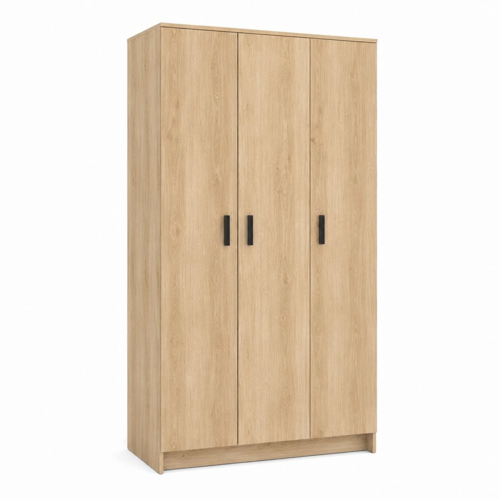Dreitüriger Kleiderschrank Eiche Sonoma Schwarz Spanplatte rechteckig 120 x 52 x 200 cm