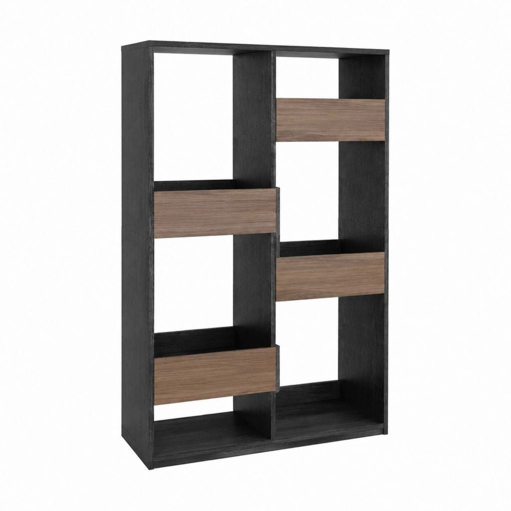 Bücherregal Raumteiler Schwarz Walnuss Spanplatte rechteckig 80 x 30 x 180 cm