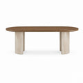 Esstisch oval walnussbraun MDF mit Travertinoptik 180 x 90 x 75 cm
